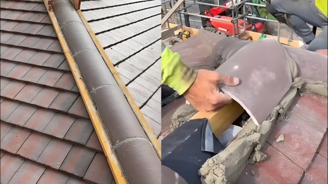 Ridge capping re-bedding and re-pointing work in progress