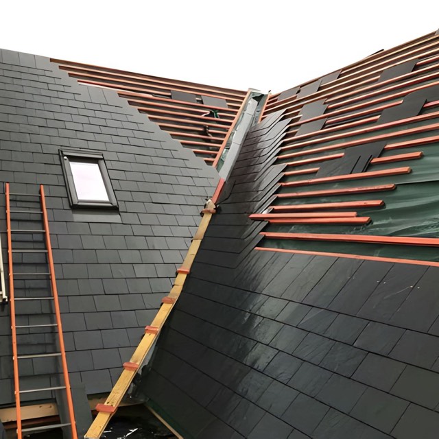 Roof battens and valley work in progress